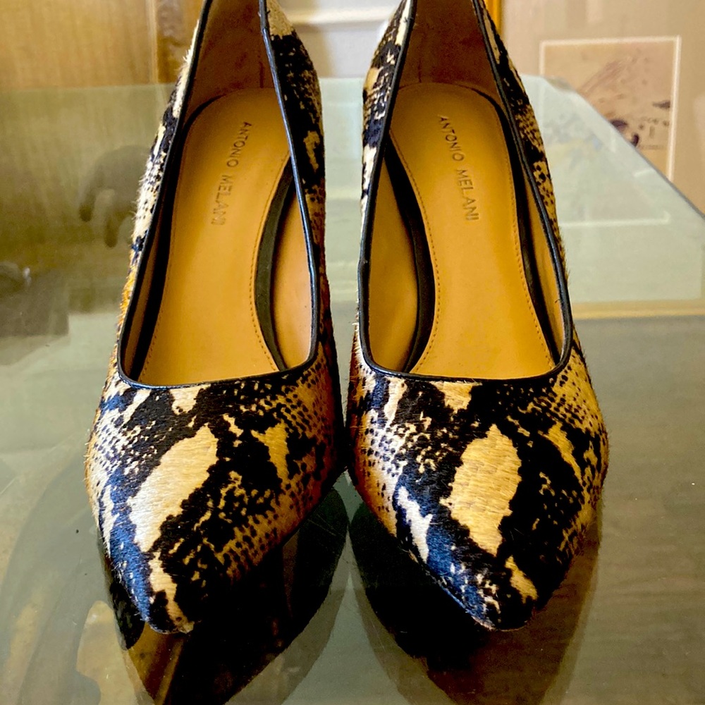 High heel animal hair pumps
